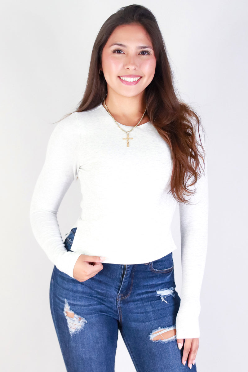 Jeans Warehouse Hawaii - LS CASUAL SOLID - ALL DAY LONG TOP | By CRESCITA APPAREL/SHINE I