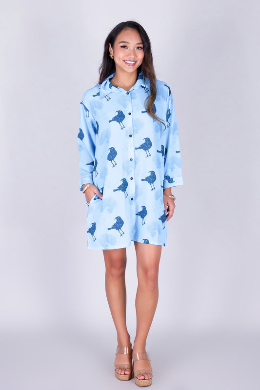 IIWI BIRD BUTTON DOWN DRESS