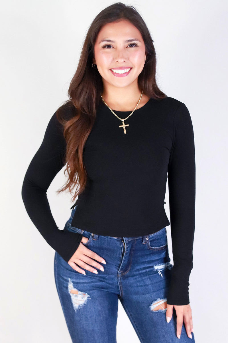 Jeans Warehouse Hawaii - LS CASUAL SOLID - ALL DAY LONG TOP | By CRESCITA APPAREL/SHINE I