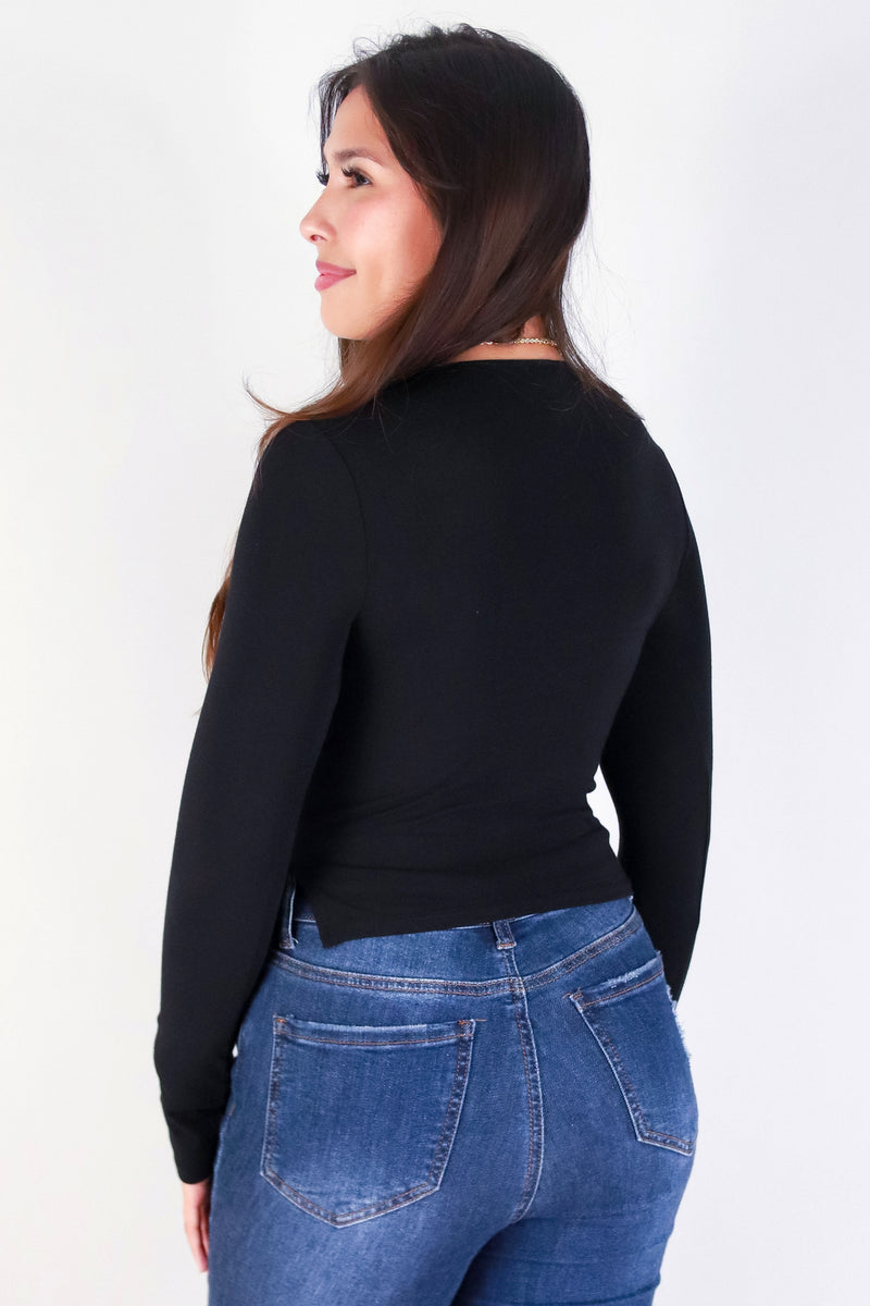 Jeans Warehouse Hawaii - LS CASUAL SOLID - ALL DAY LONG TOP | By CRESCITA APPAREL/SHINE I