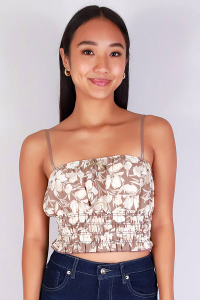 Jeans Warehouse Hawaii - TANK PRINT WOVEN CASUAL TOPS - SASSY BLOOM CROP TOP | By I JOAH