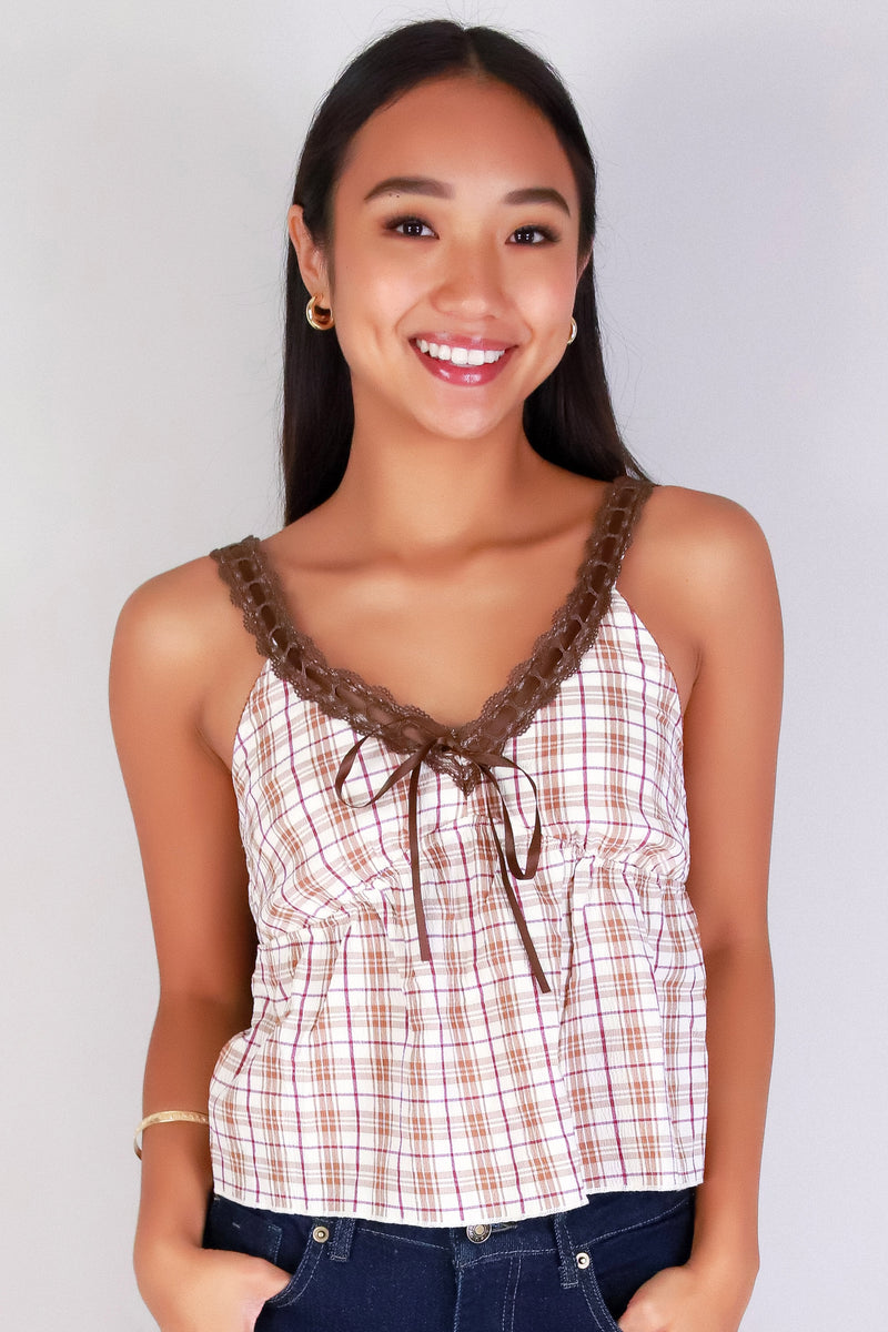 Jeans Warehouse Hawaii - TANK PRINT WOVEN CASUAL TOPS - SUGAR POP BABYDOLL TOP | By ALMOST FAMOUS