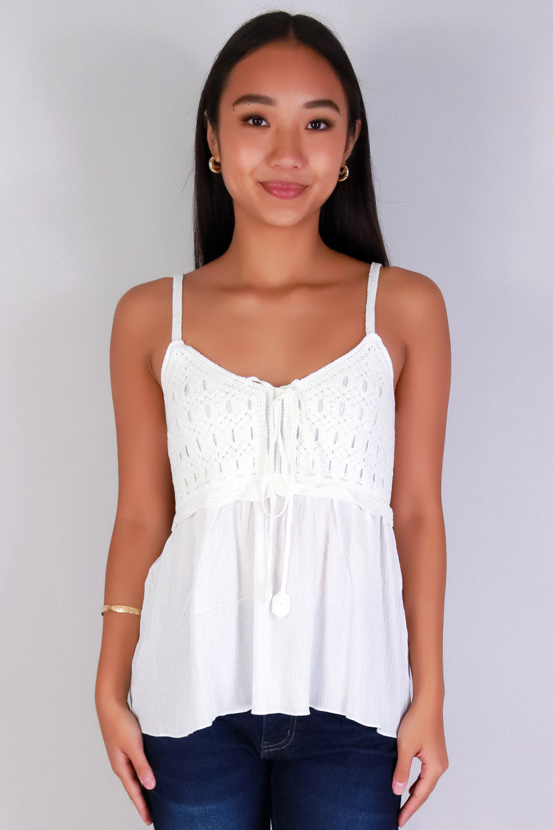 Jeans Warehouse Hawaii - TANK SOLID WOVEN CASUAL TOPS - PLAY DATE BABYDOLL TOP | By FULL CIRCLE TRENDS