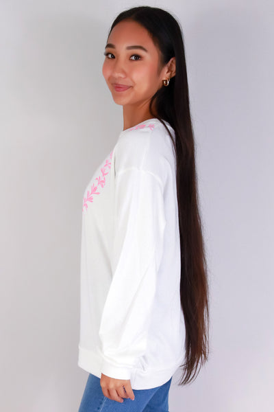 Jeans Warehouse Hawaii - SOLID LONG SLV TOPS - PLUMERIA LEI SWEATER | By ROCK & ROSE BY CHERIE