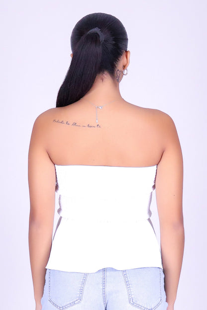 SOFTLY NOW PEPLUM TUBE TOP