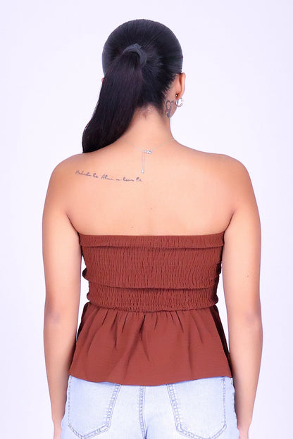 SOFTLY NOW PEPLUM TUBE TOP