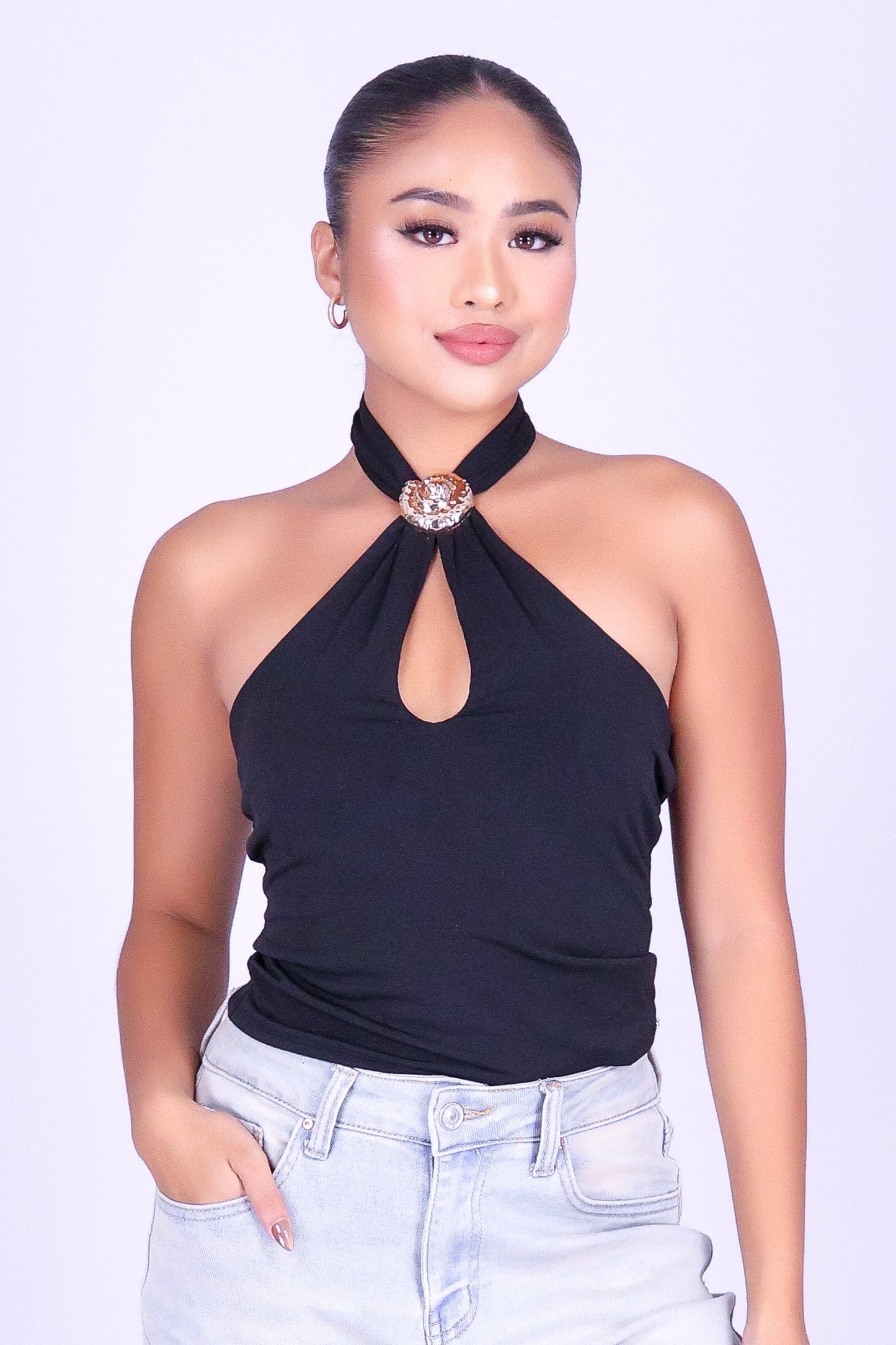SALT & GOLD HALTER TOP