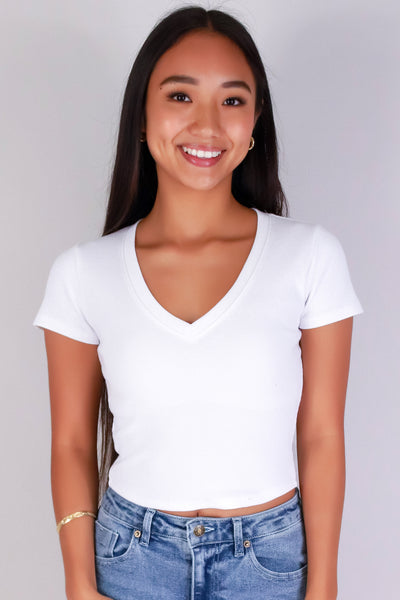 Jeans Warehouse Hawaii - S/S SOLID BASIC - NEED ADVICE CROP TEE | By CRESCITA APPAREL/SHINE I