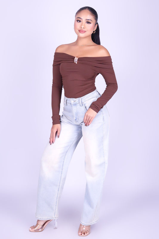 PRETTY THINGS OFF SHOULDER BODYSUIT