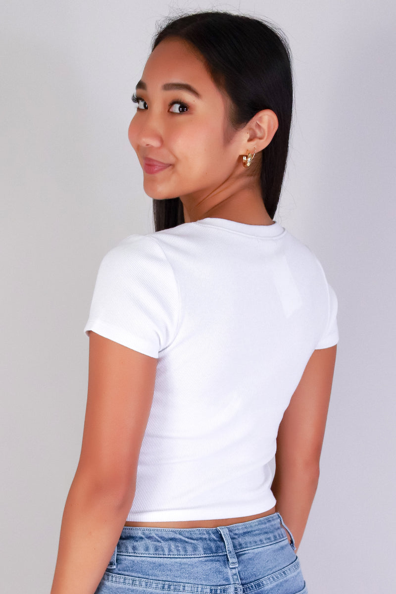 Jeans Warehouse Hawaii - S/S SOLID BASIC - NEED ADVICE CROP TEE | By CRESCITA APPAREL/SHINE I