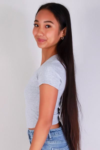 Jeans Warehouse Hawaii - S/S SOLID BASIC - NEED ADVICE CROP TEE | By CRESCITA APPAREL/SHINE I
