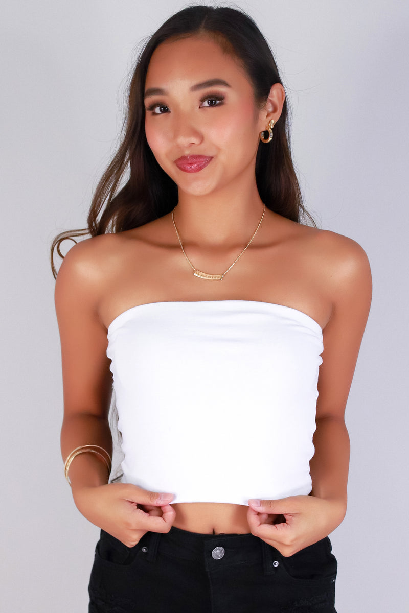 Jeans Warehouse Hawaii - TANK/TUBE SOLID BASIC - UNTIL FOREVER CROP TUBE TOP | By ACTIVE USA