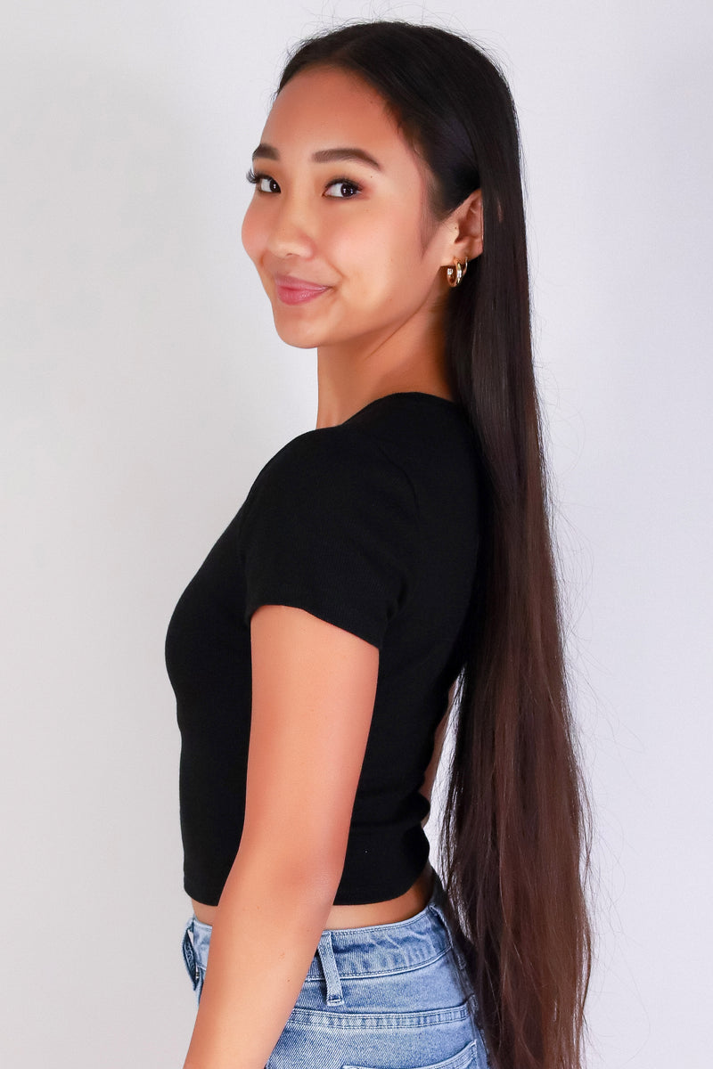 Jeans Warehouse Hawaii - S/S SOLID BASIC - BOSS UP CROP TOP | By CRESCITA APPAREL/SHINE I
