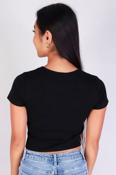 Jeans Warehouse Hawaii - S/S SOLID BASIC - BOSS UP CROP TOP | By CRESCITA APPAREL/SHINE I