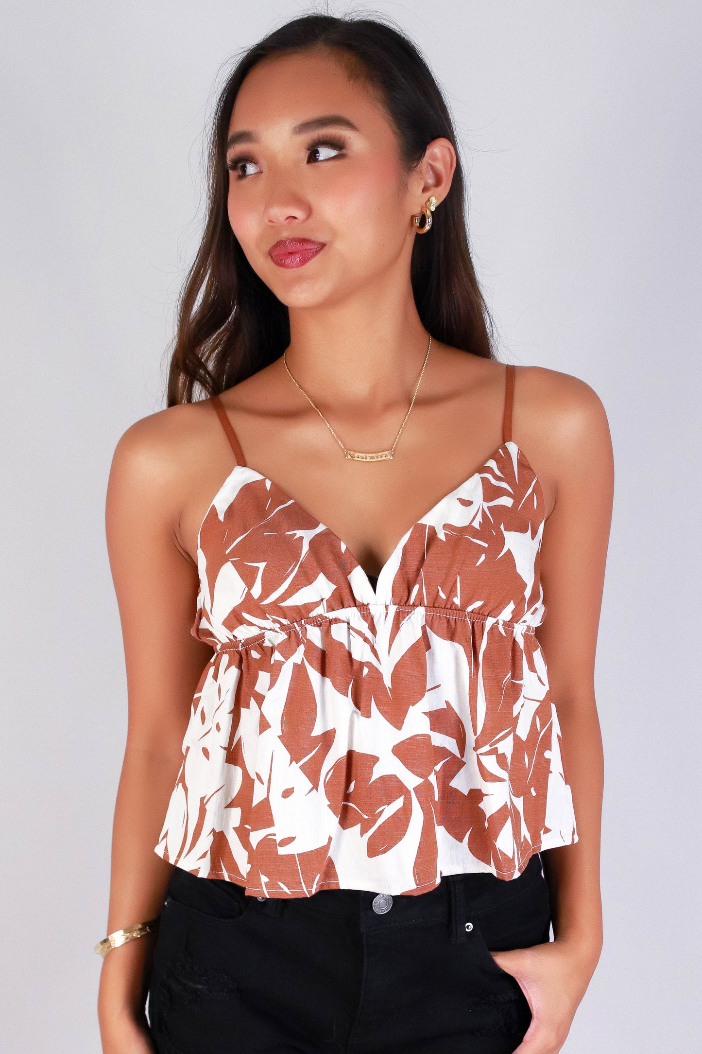 Jeans Warehouse Hawaii - TANK PRINT WOVEN CASUAL TOPS - DON'T GO BABYDOLL TOP | By I JOAH