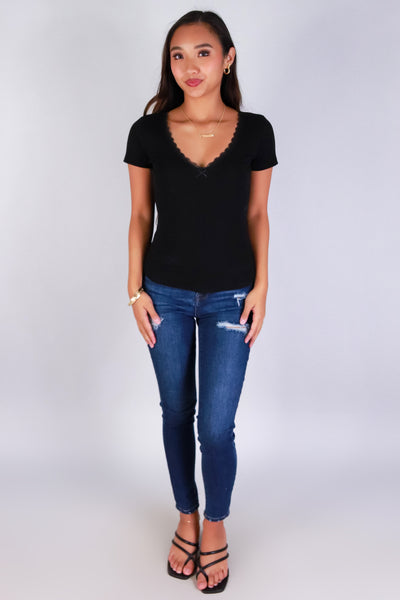 Jeans Warehouse Hawaii - SS CASUAL SOLID - LACE DREAM TOP | By CRESCITA APPAREL/SHINE I