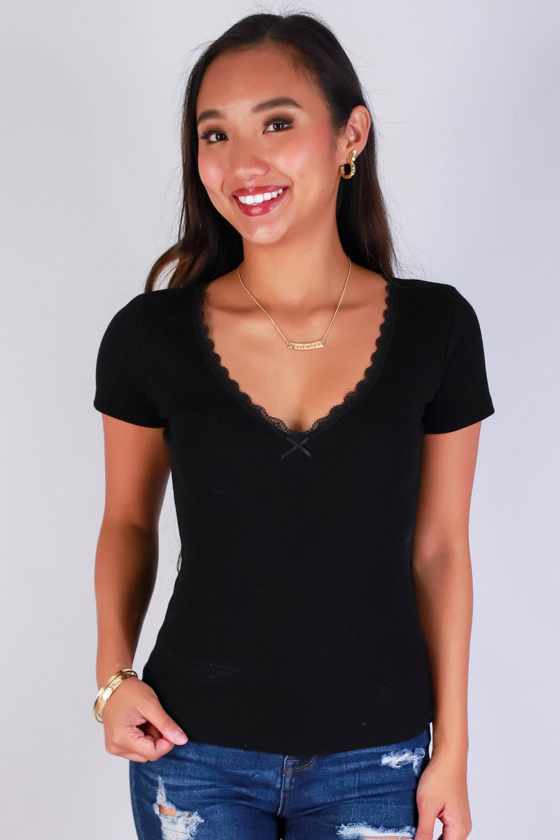 Jeans Warehouse Hawaii - SS CASUAL SOLID - LACE DREAM TOP | By CRESCITA APPAREL/SHINE I