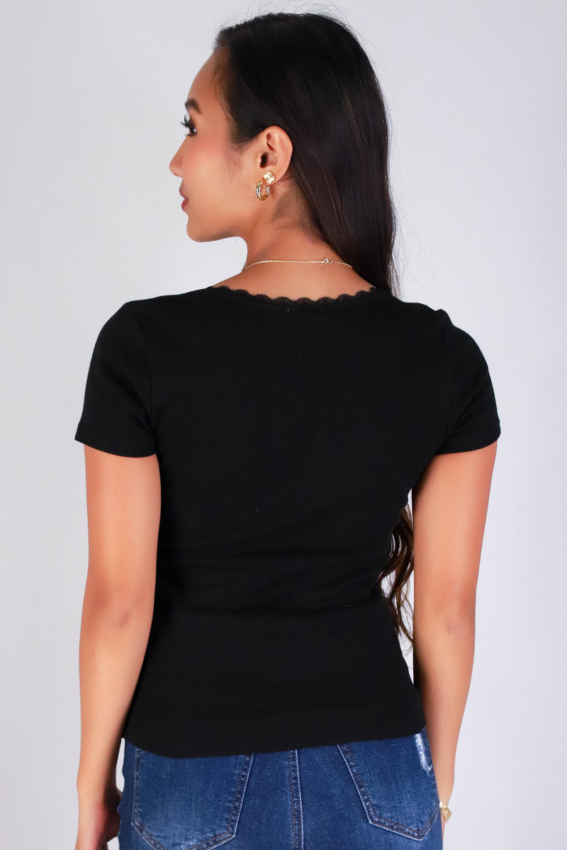 Jeans Warehouse Hawaii - SS CASUAL SOLID - LACE DREAM TOP | By CRESCITA APPAREL/SHINE I