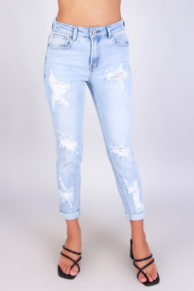 NESSIE BUTT-LIFT DENIM CAPRI'S