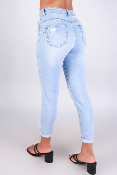 NESSIE BUTT-LIFT DENIM CAPRI'S