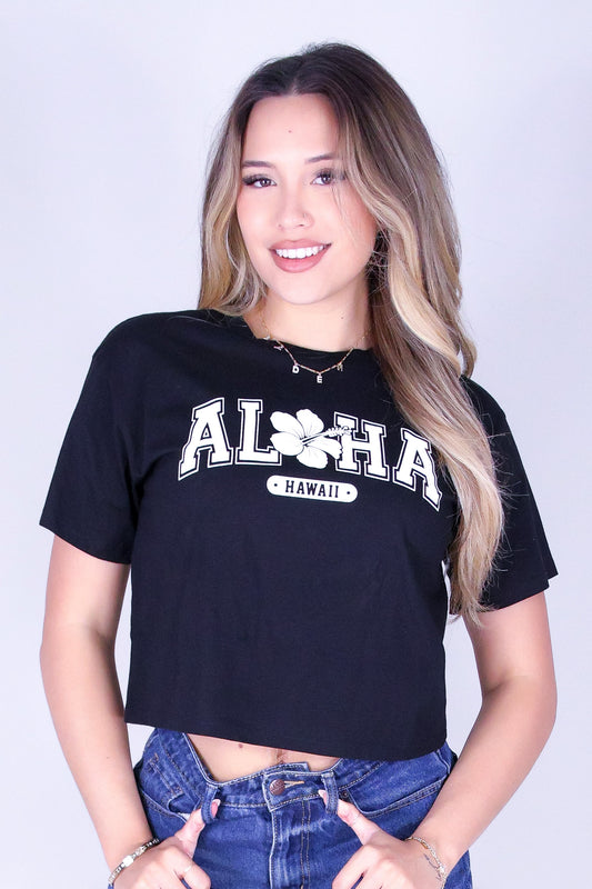 ALOHA HI CROP TEE