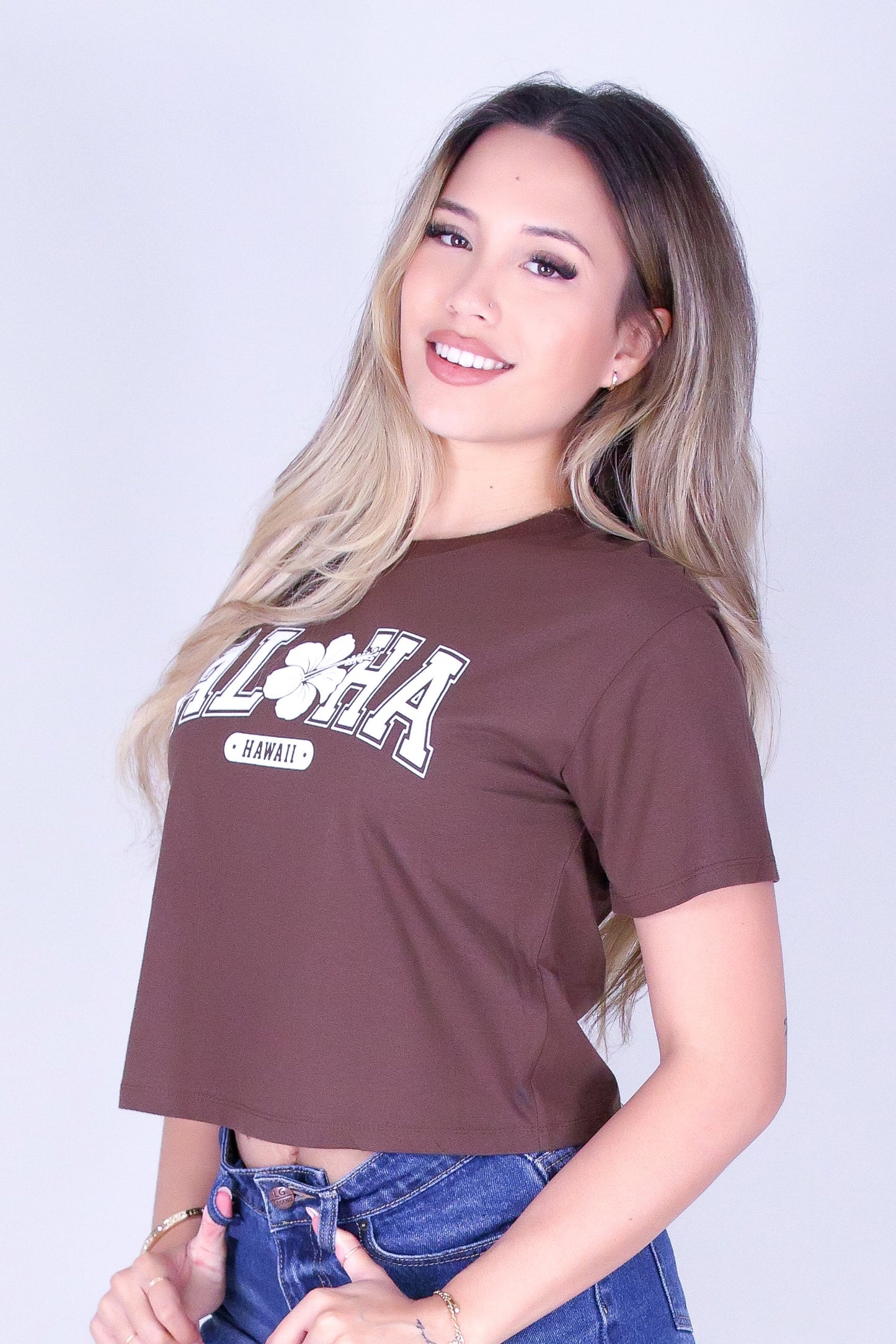 ALOHA HI CROP TEE