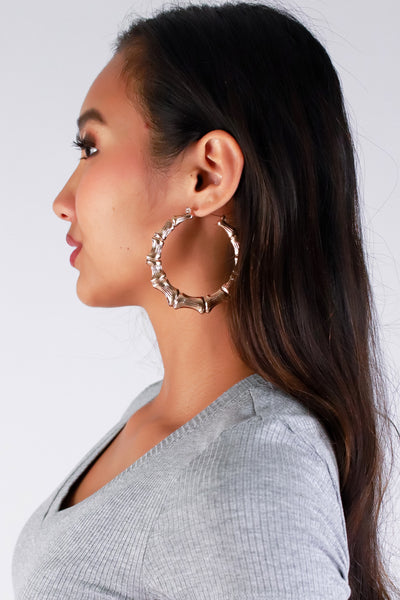 Jeans Warehouse Hawaii - NOVELTY HOOPS - OVERSIZED BAMBOO HOOP EARRINGS | By JOIA TRADING