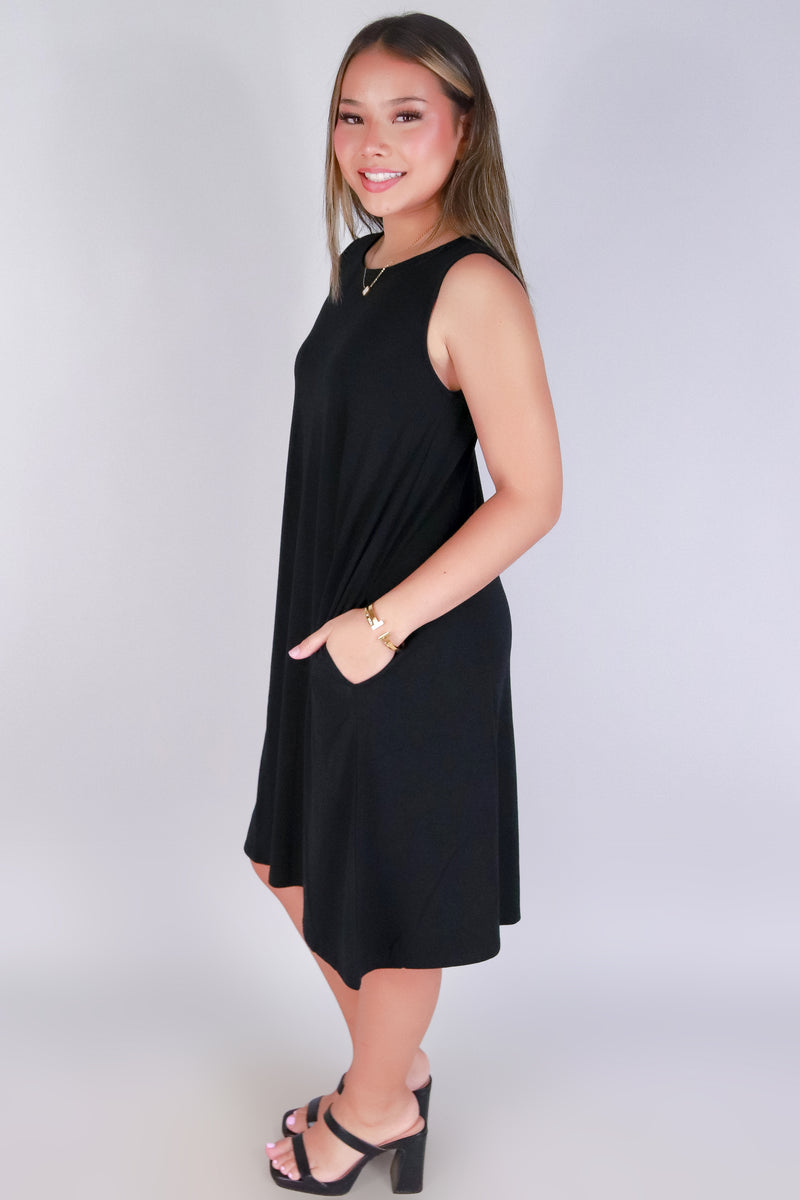 Jeans Warehouse Hawaii - S/L SHORT SOLID DRESSES - BE REAL TRAPEZE DRESS | By ZENANA (KC EXCLUSIVE,INC