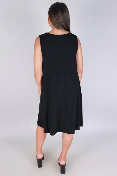 Jeans Warehouse Hawaii - S/L SHORT SOLID DRESSES - BE REAL TRAPEZE DRESS | By ZENANA (KC EXCLUSIVE,INC