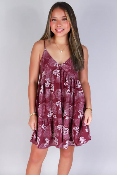 Jeans Warehouse Hawaii - S/L SHORT PRINT DRESSES - OHIA LEHUA TIERED BABYDOLL DRESS | By LUZ