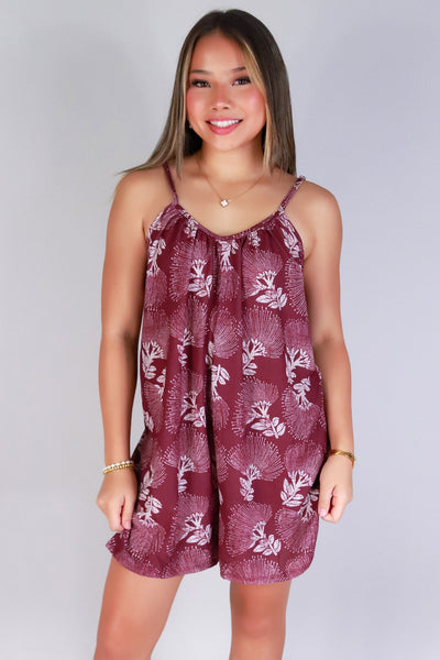 Jeans Warehouse Hawaii - PRINT CASUAL ROMPERS - OHIA LEHUA NO WAIST ROMPER | By LUZ