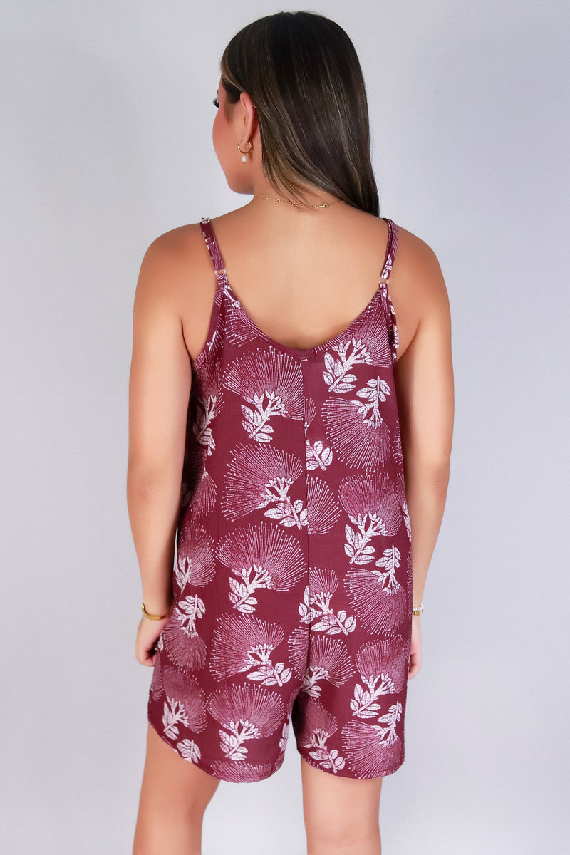 Jeans Warehouse Hawaii - PRINT CASUAL ROMPERS - OHIA LEHUA NO WAIST ROMPER | By LUZ