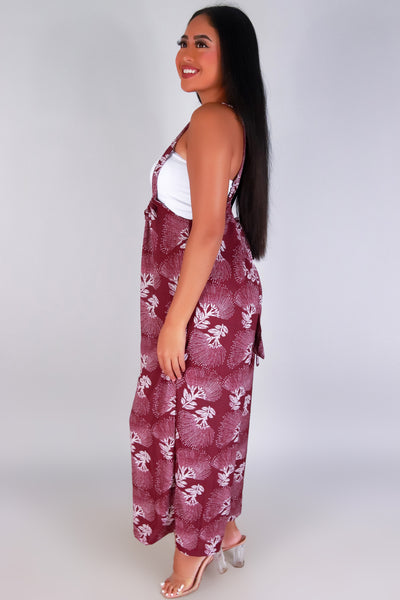 Jeans Warehouse Hawaii - PRINT CASUAL JUMPSUITS - OHIA LEHUA TIE-BACK OVERALL JUMPSUIT | By LUZ