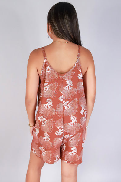 Jeans Warehouse Hawaii - PRINT CASUAL ROMPERS - OHIA LEHUA NO WAIST ROMPER | By LUZ
