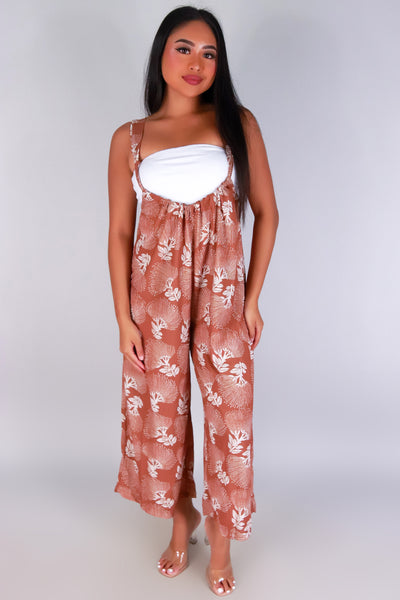 Jeans Warehouse Hawaii - PRINT CASUAL JUMPSUITS - OHIA LEHUA TIE-BACK OVERALL JUMPSUIT | By LUZ