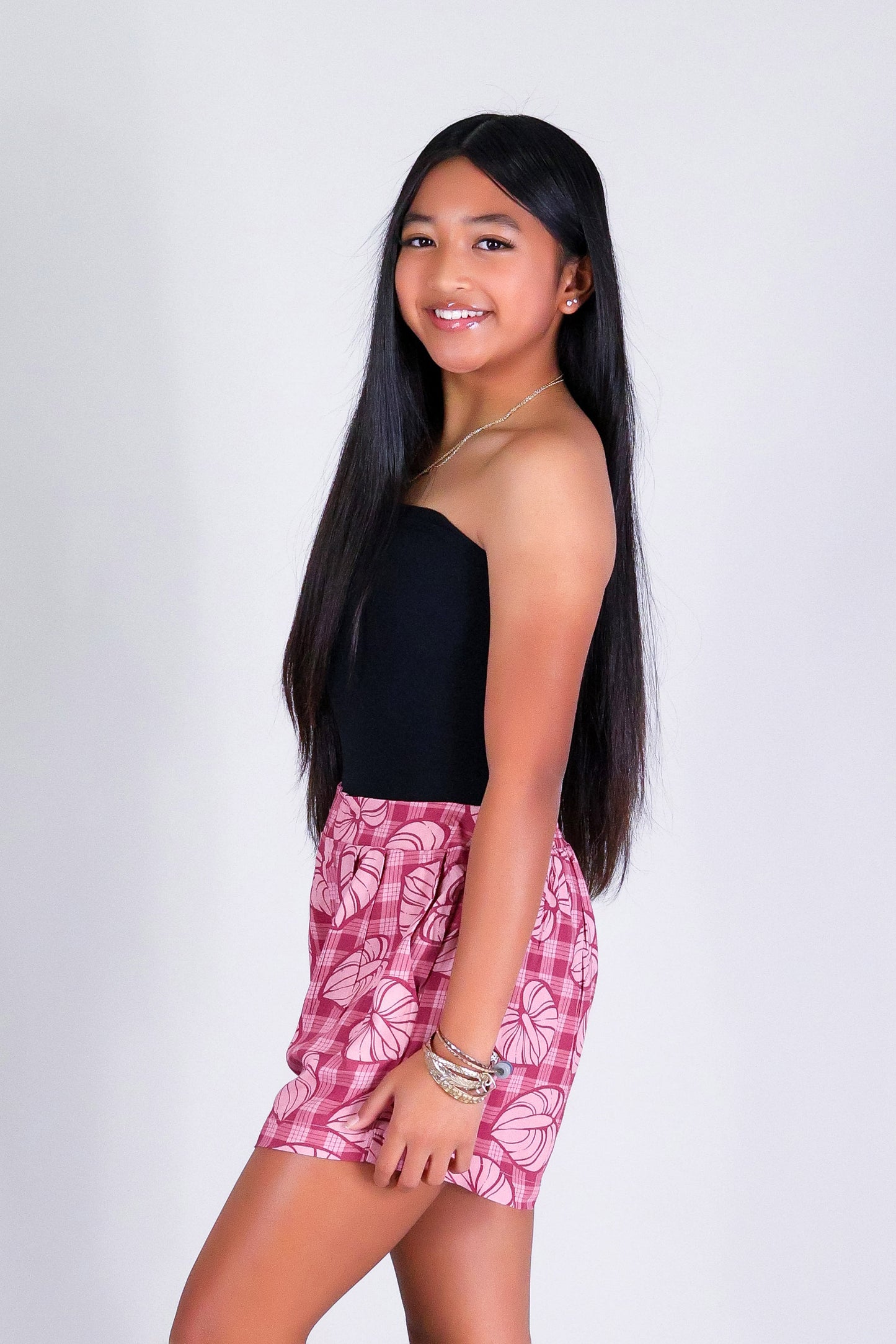 ANTHURIUM PALAKA PLEATED SHORTS | KIDS SIZE 2-16