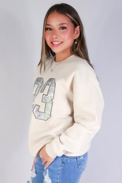 Jeans Warehouse Hawaii - SOLID LONG SLV TOPS - COZY HUNTRESS HUNTING CAMO SWEATER | By IKEDDI IMPORTS