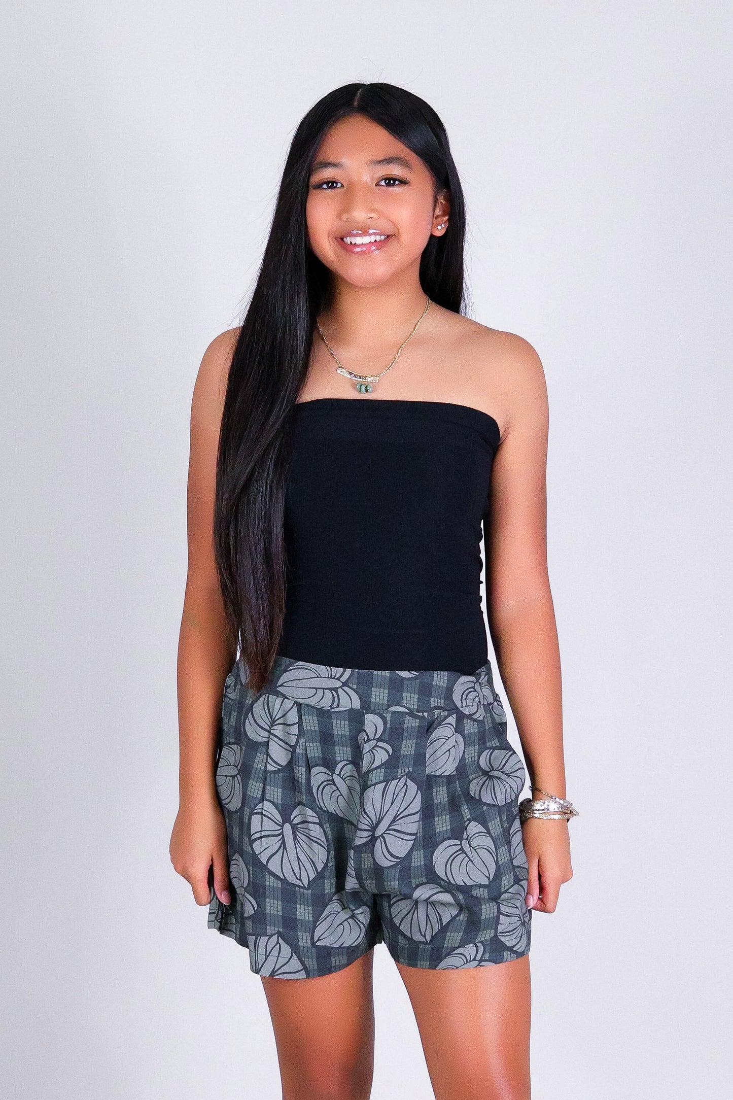 ANTHURIUM PALAKA PLEATED SHORTS | KIDS SIZE 2-16