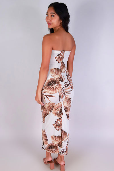 Jeans Warehouse Hawaii - PRINT LONG DRESSES - TIERED LEAF PRINT DRESS | By VERY J