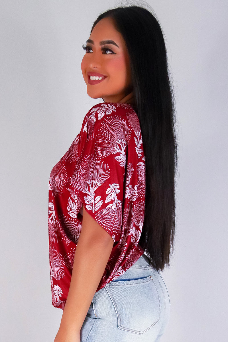 Jeans Warehouse Hawaii - SS PRINT - OHIA LEHUA DOLMAN TOP | By LUZ