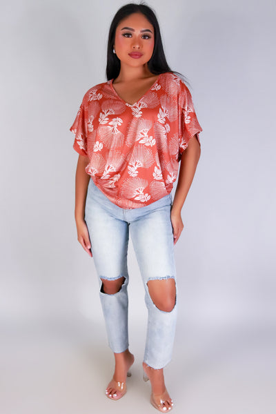 Jeans Warehouse Hawaii - SS PRINT - OHIA LEHUA DOLMAN TOP | By LUZ