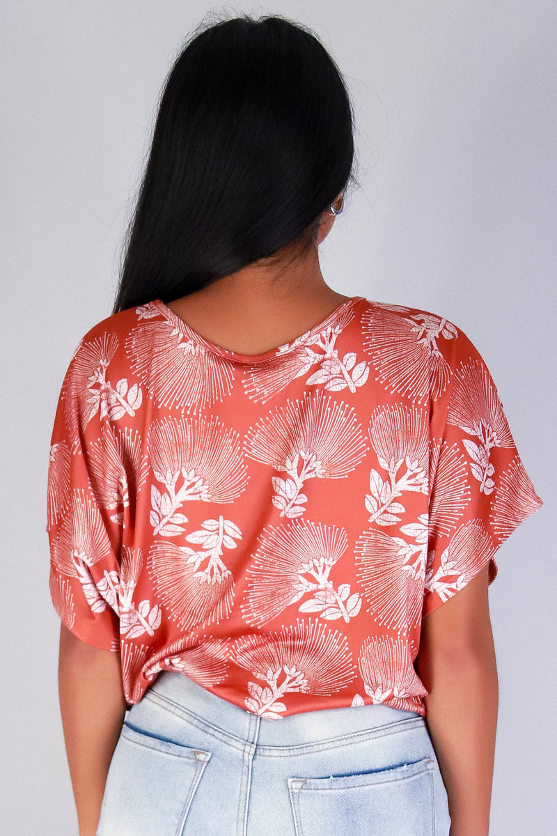 Jeans Warehouse Hawaii - SS PRINT - OHIA LEHUA DOLMAN TOP | By LUZ