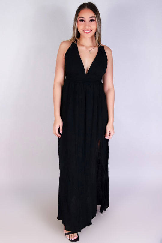 WHO CARES HALTER DRESS