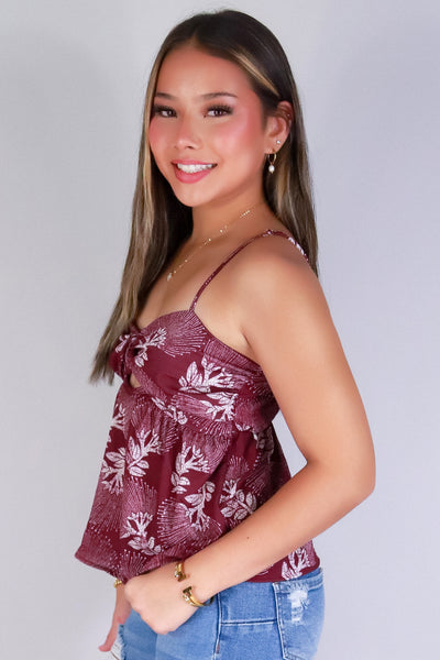 Jeans Warehouse Hawaii - TANK PRINT WOVEN DRESSY TOPS - OHIA LEHUA BABYDOLL TOP | By LUZ