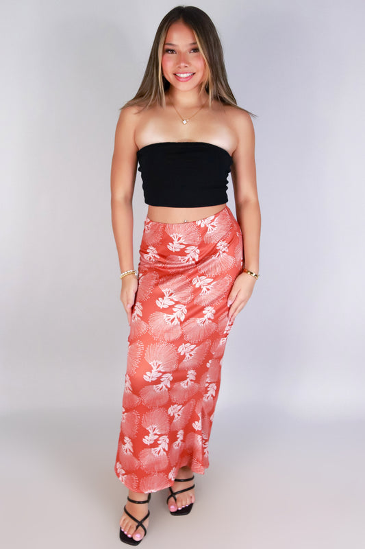 Jeans Warehouse Hawaii - KNIT LONG SKIRT - OHIA LEHUA MIDI SKIRT | By LUZ