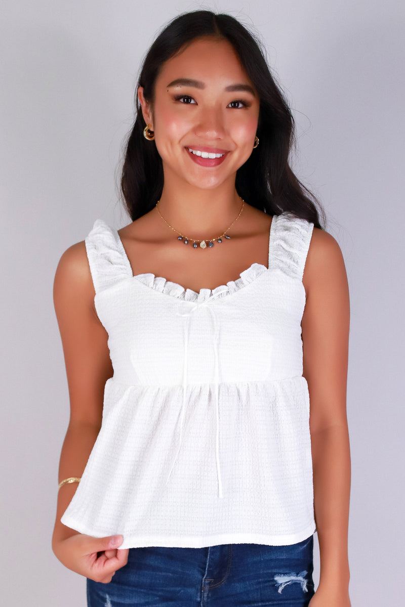 Jeans Warehouse Hawaii - TANK SOLID WOVEN CASUAL TOPS - KISS ME BABYDOLL TOP | By PAPERMOON/ B_ENVIED