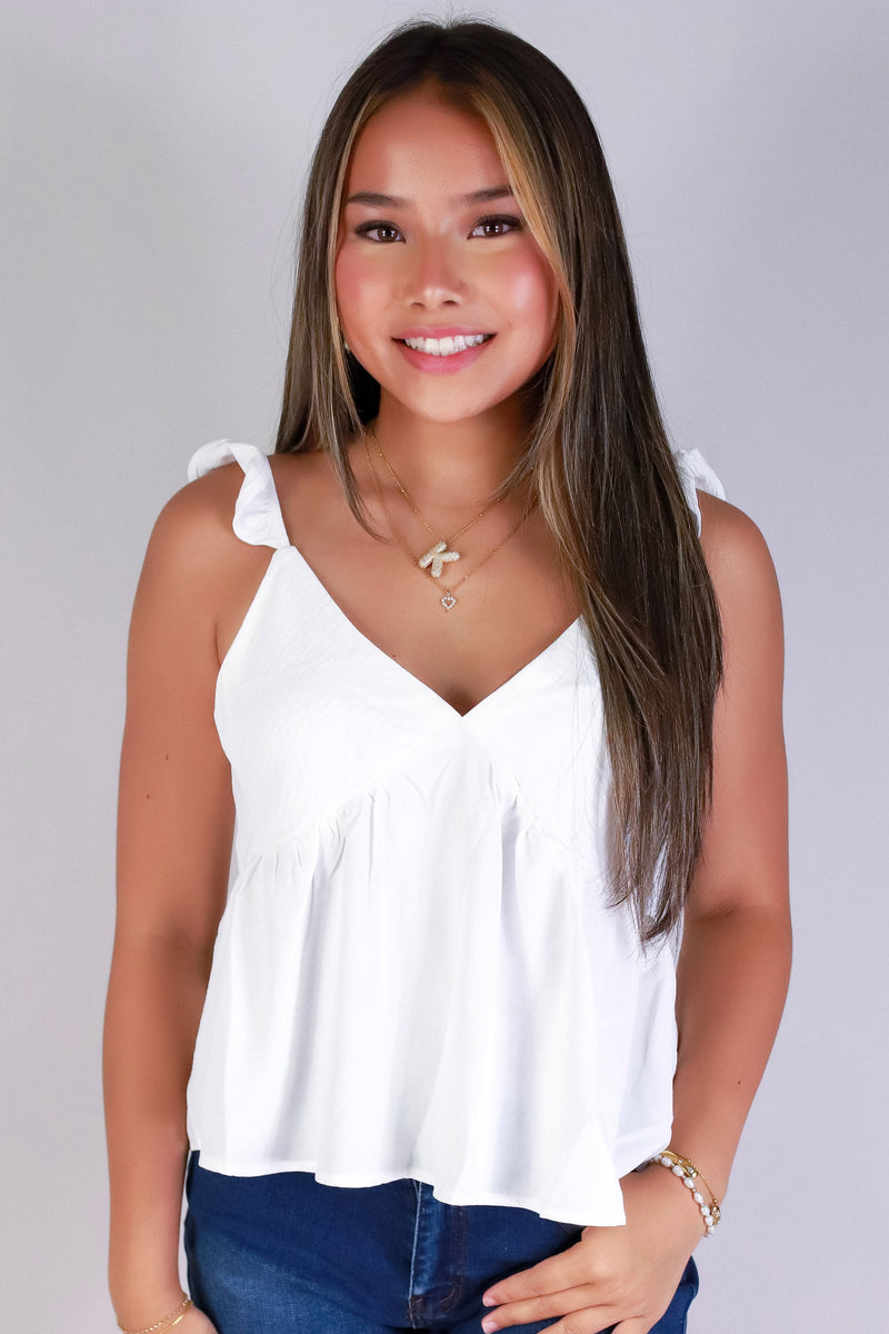 Jeans Warehouse Hawaii - TANK SOLID WOVEN DRESSY TOPS - IN MY FEELINGS TOP | By TIMING