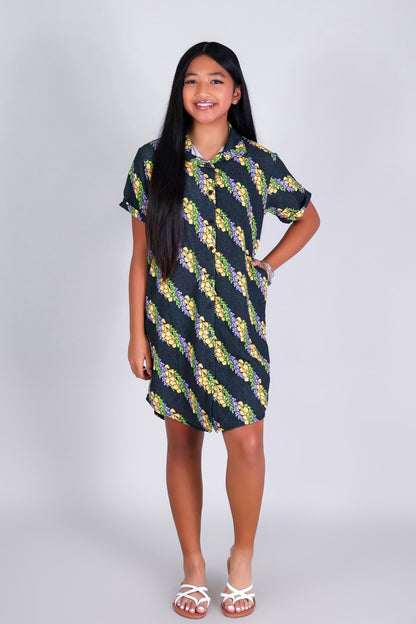 TWISTED LEI BUTTON DOWN DRESS | KIDS SIZE 2-16