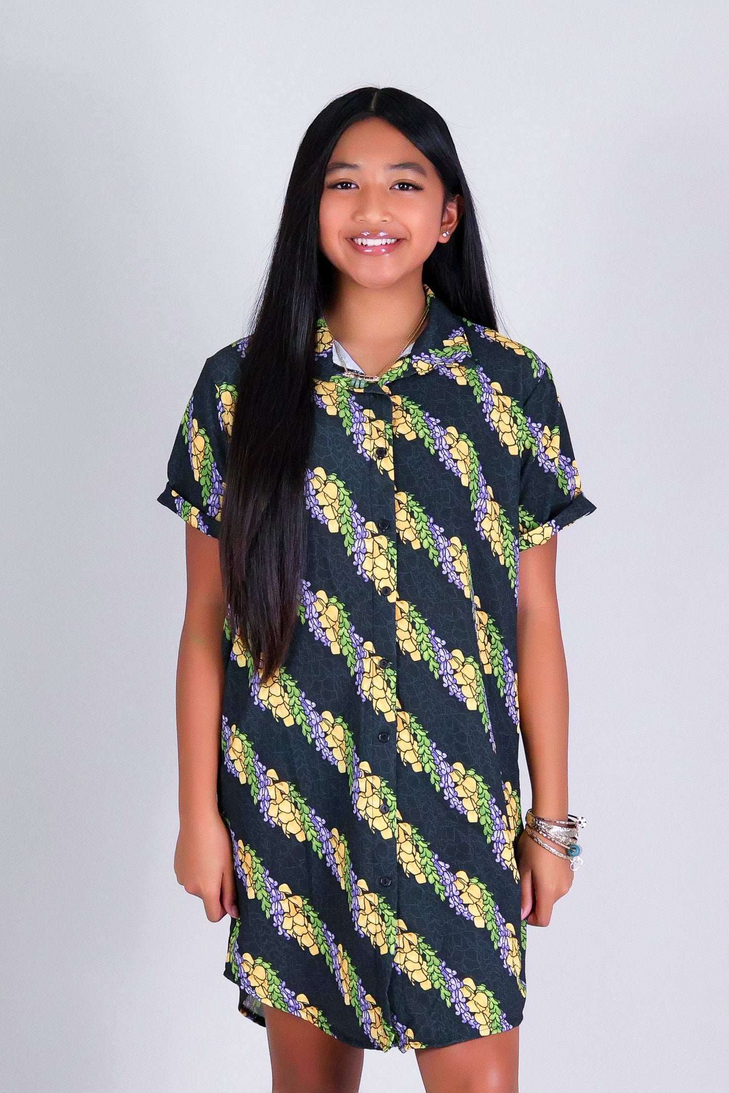 TWISTED LEI BUTTON DOWN DRESS | KIDS SIZE 2-16