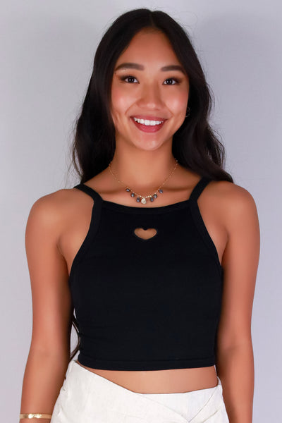Jeans Warehouse Hawaii - SL CASUAL SOLID - HEART SNATCHED CROP TOP | By ANWND